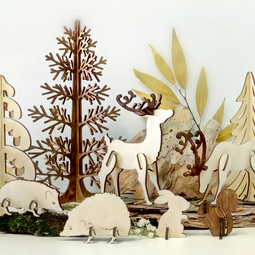 Miniature wooden animals