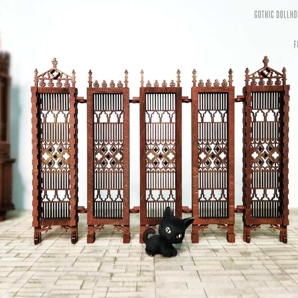 Gothic Folding Screen: Exclusive Laser-Cut Dollhouse Furniture