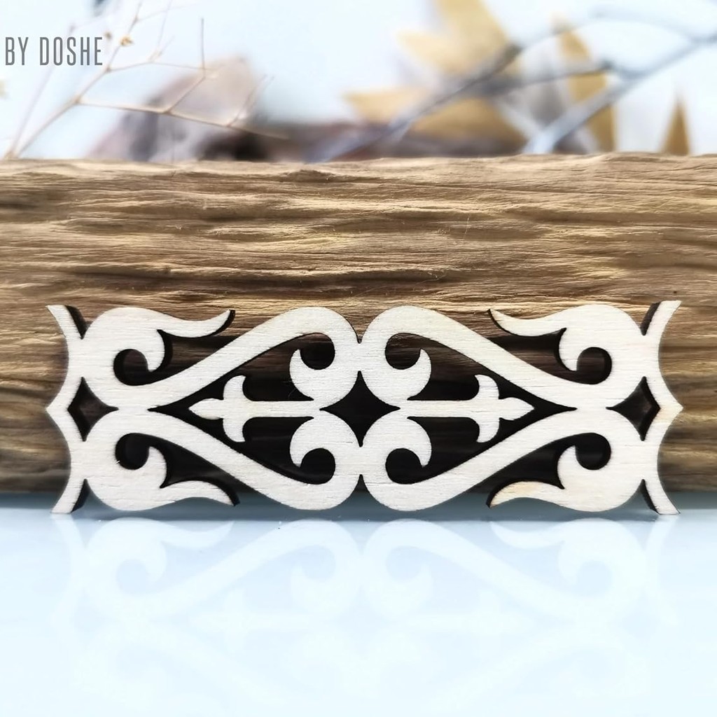 BORDER 1 Laser Cut Wood Ornaments – Set of 5 for Creative Decor