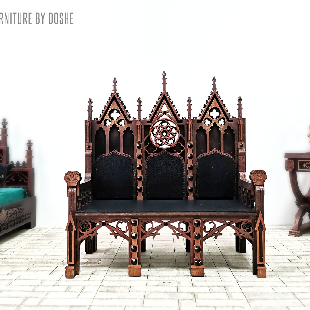 Gothic SOFA – Miniature Dollhouse Furniture with Antique Inspiration