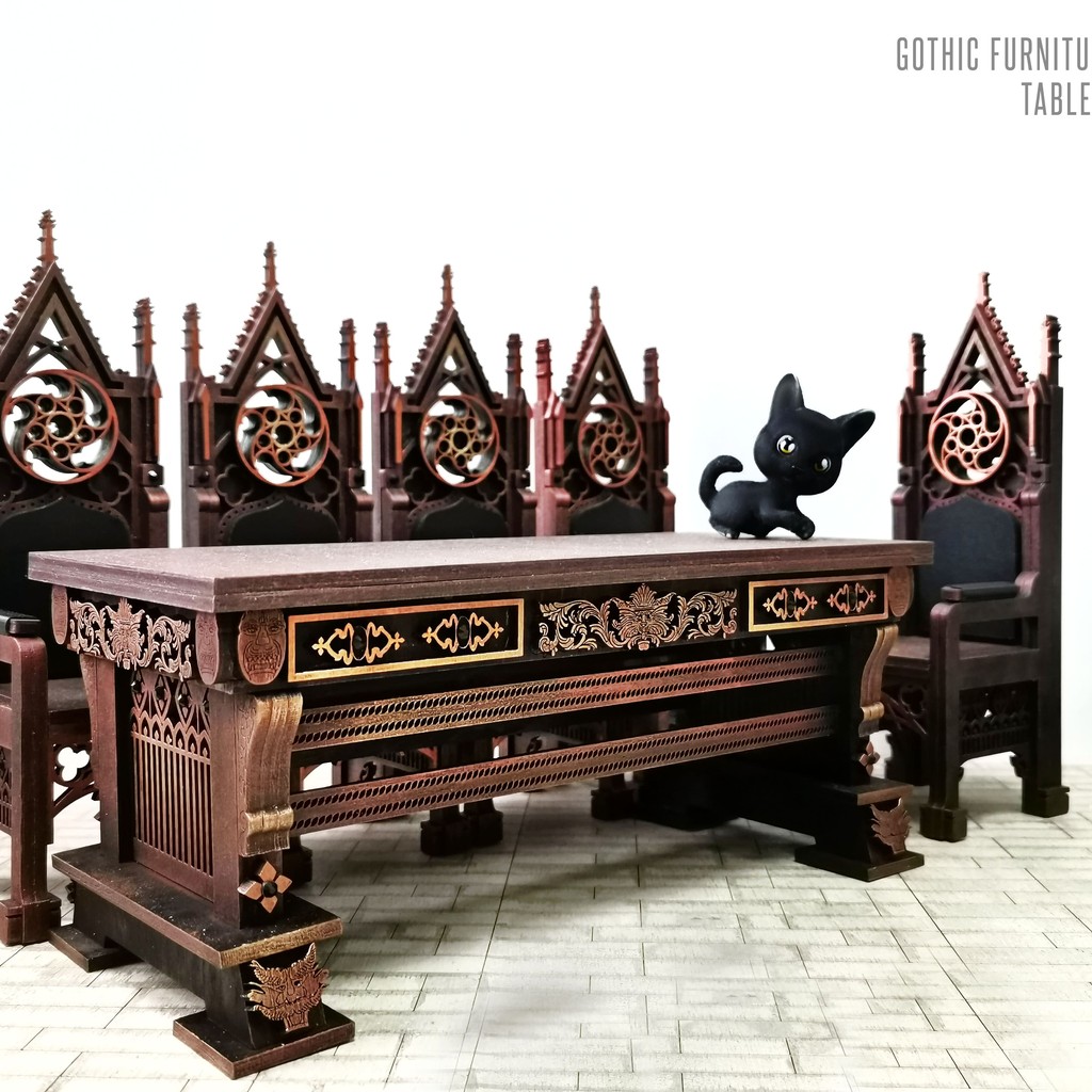 Gothic TABLE – Exclusive Dollhouse Furniture with Antique Detailing