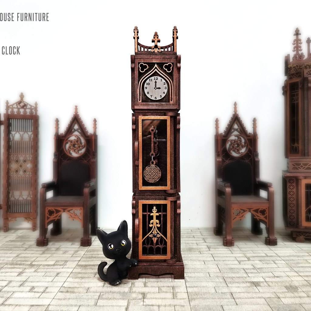 Gothic Grandfather Clock: Exclusive Dollhouse Furniture at Doshe.Store