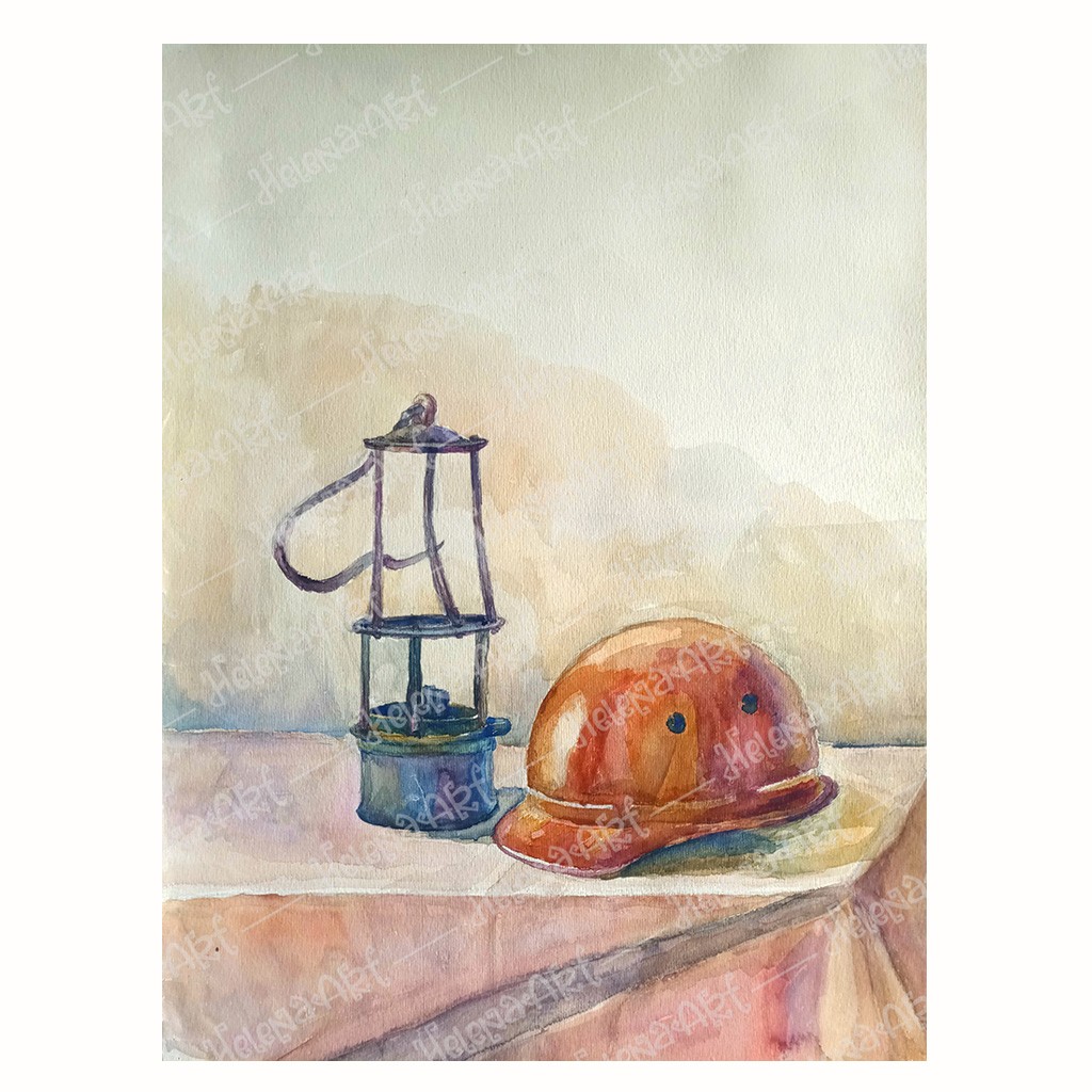 Vintage Watercolor Still Life ‘Miner’ – Digital Download