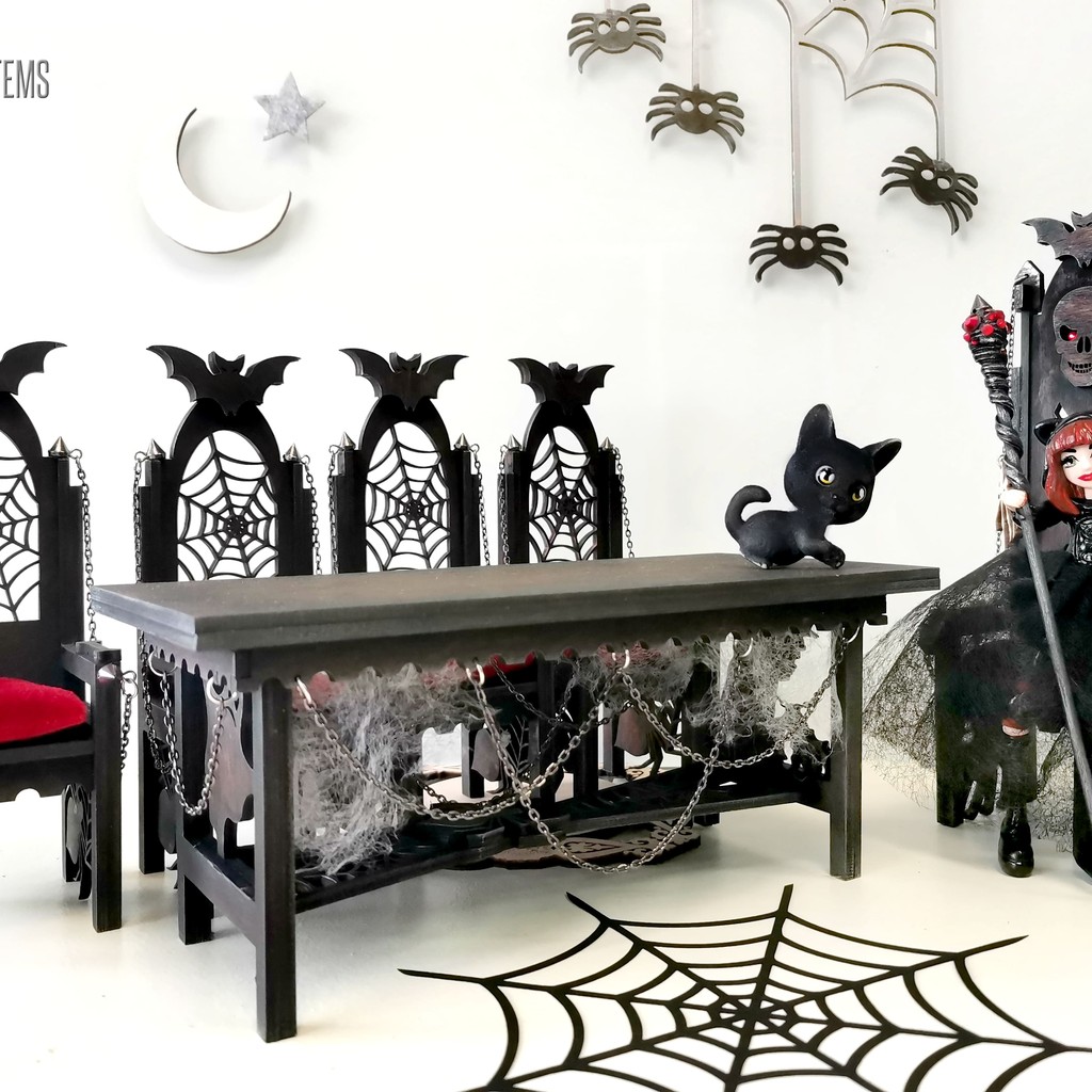 HAUNTED SET: Vampire Dollhouse Dining Furniture – Limited Edition