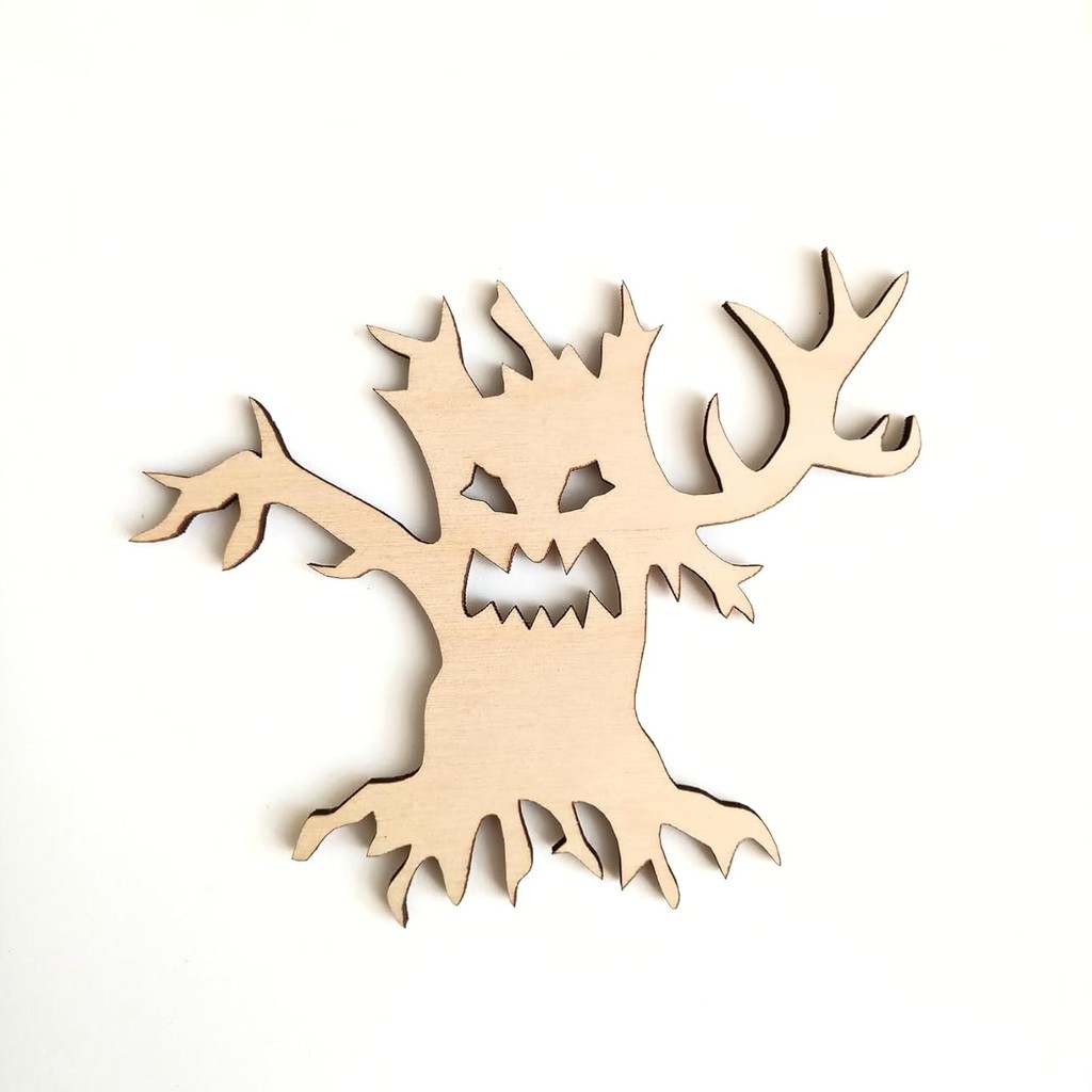Halloween MONSTER TREE Set 7: Unfinished Wood Ornaments