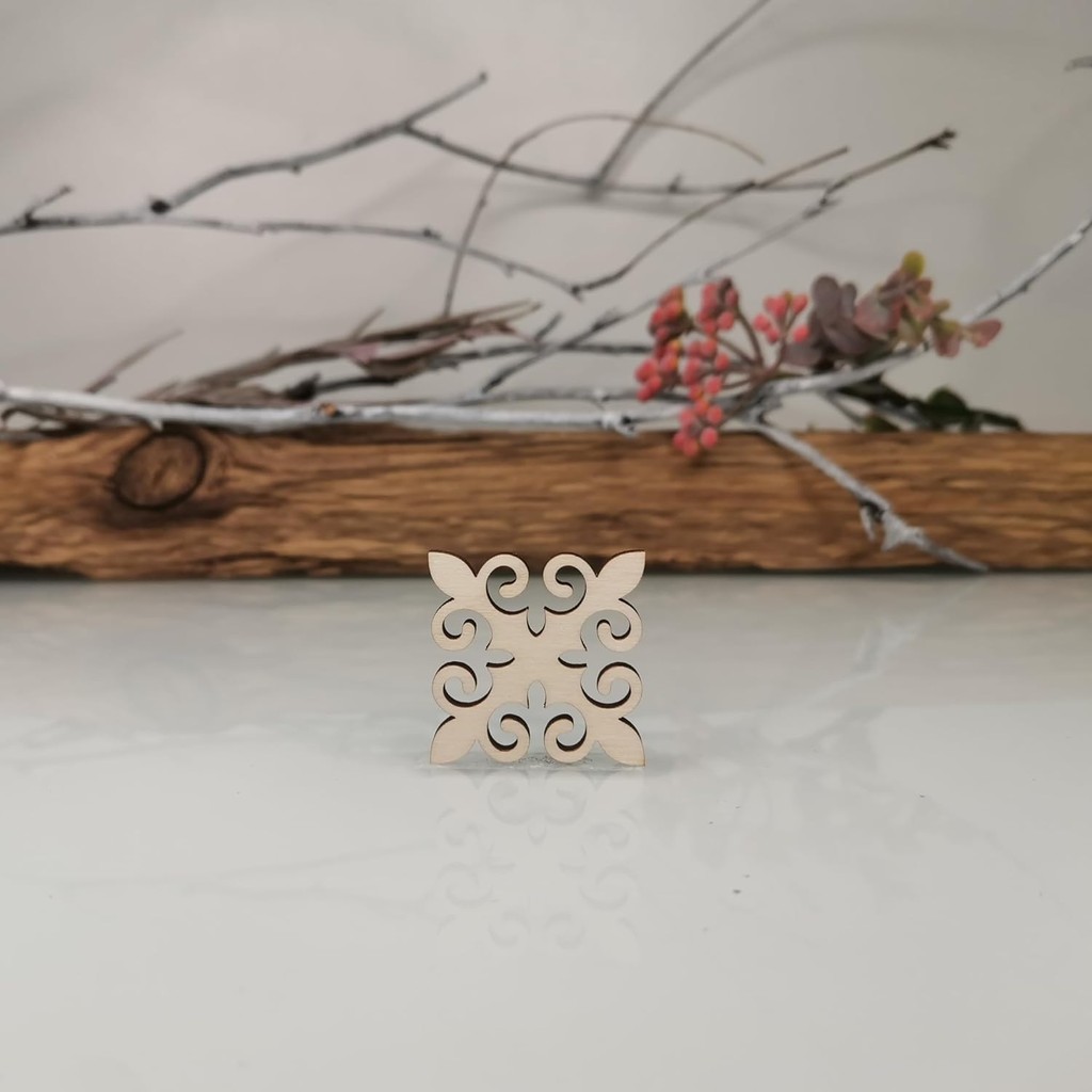 Laser Cut Wood Ornaments #42 (Set 10): Precision Geometric Decor