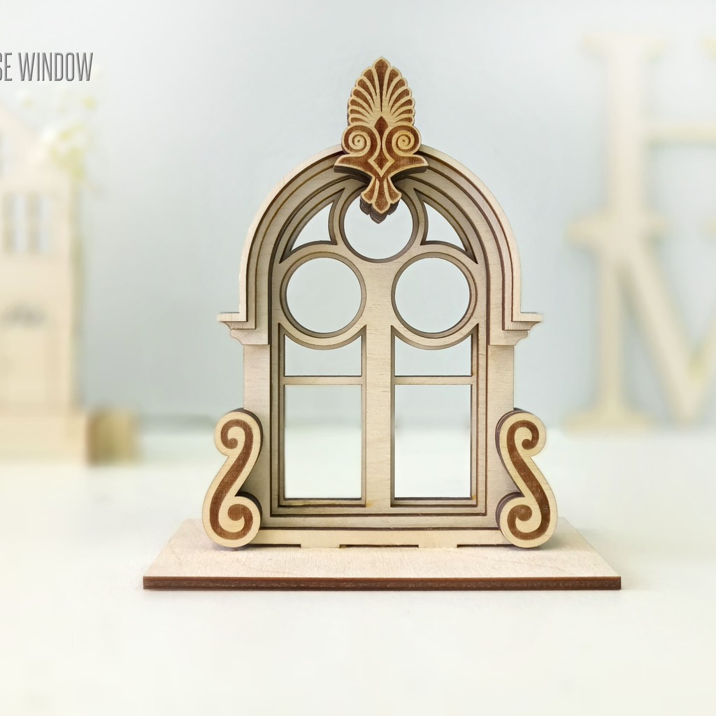 Laser Cut Dollhouse Windows – Customizable Miniature Decor