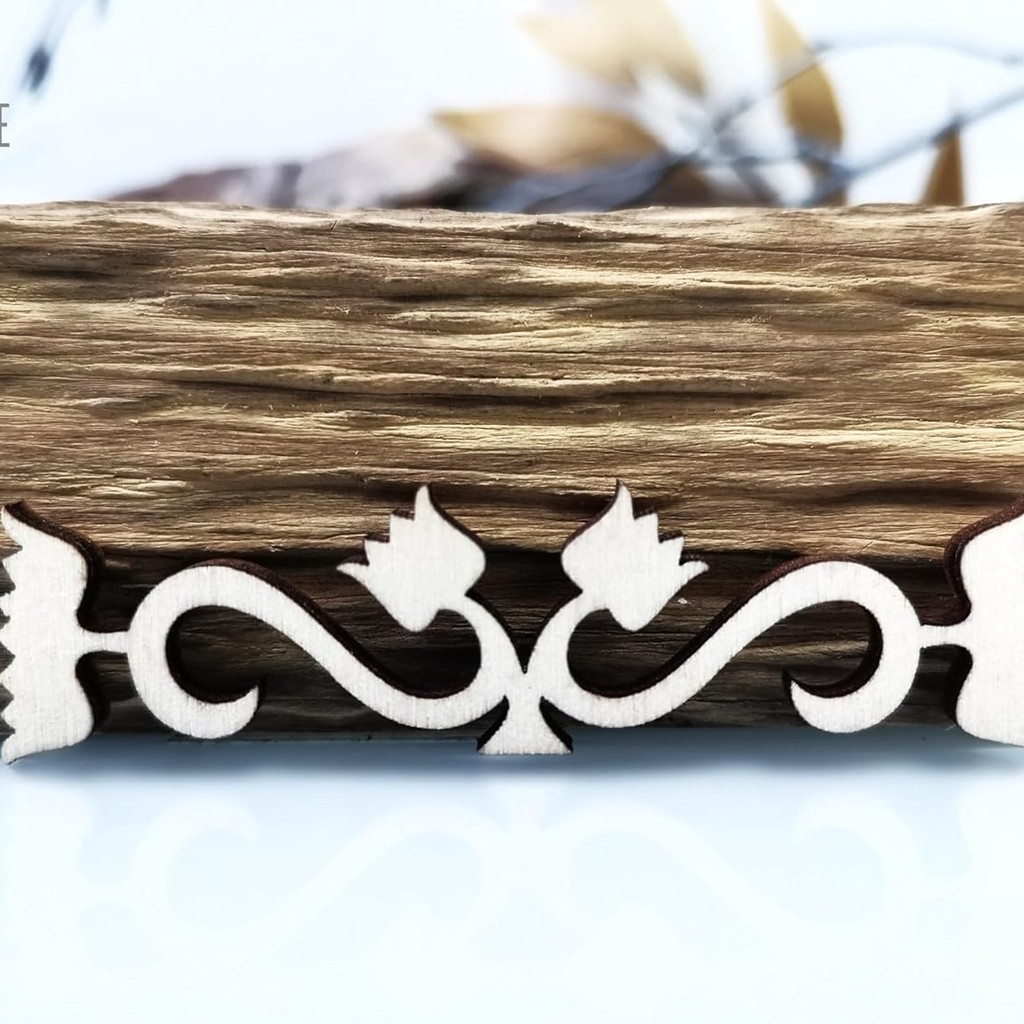 BORDER 7 Laser Cut Wood Ornaments – Set of 10 Decorative Borders