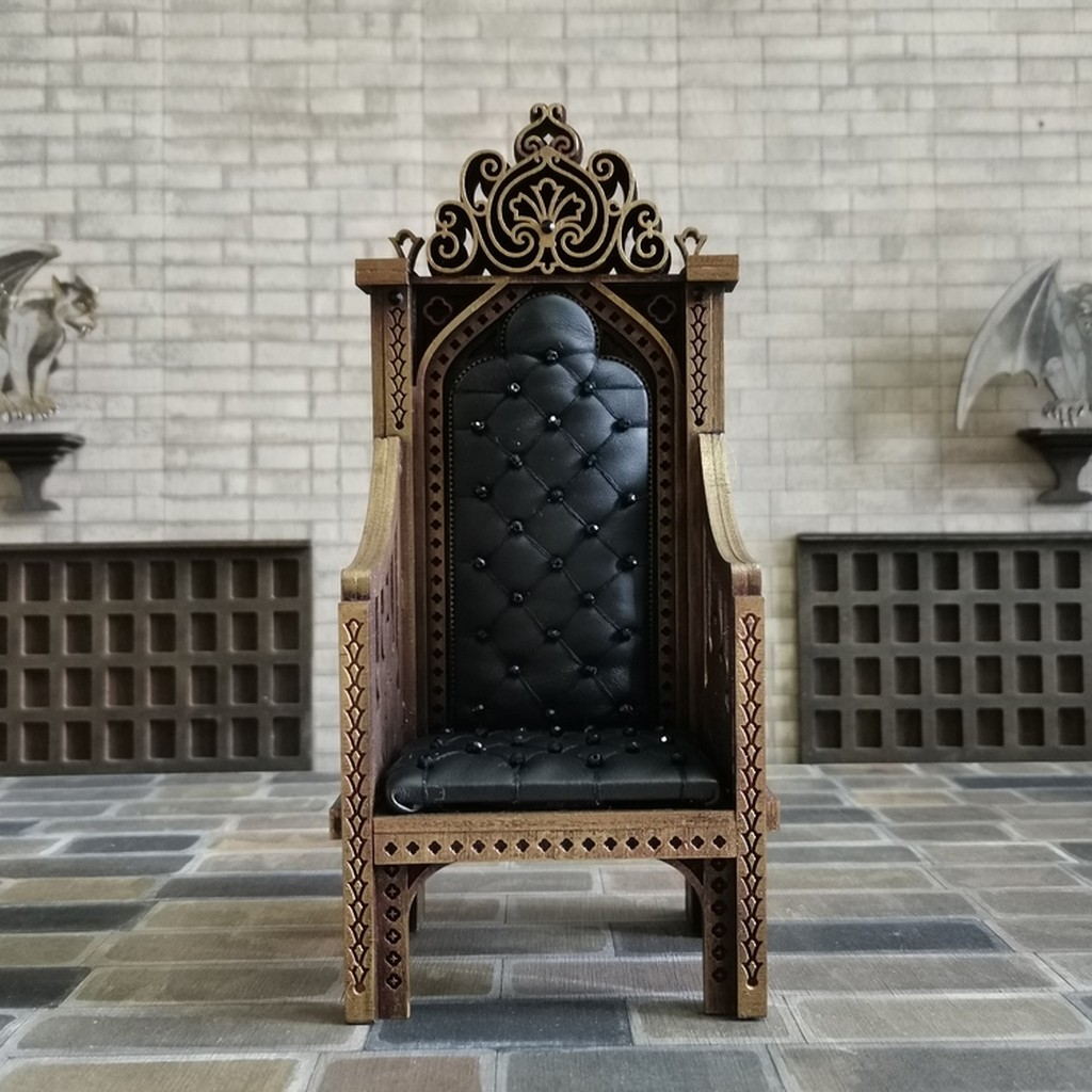 Gothic Black Doll Chair – Exclusive Miniature for Dollhouses