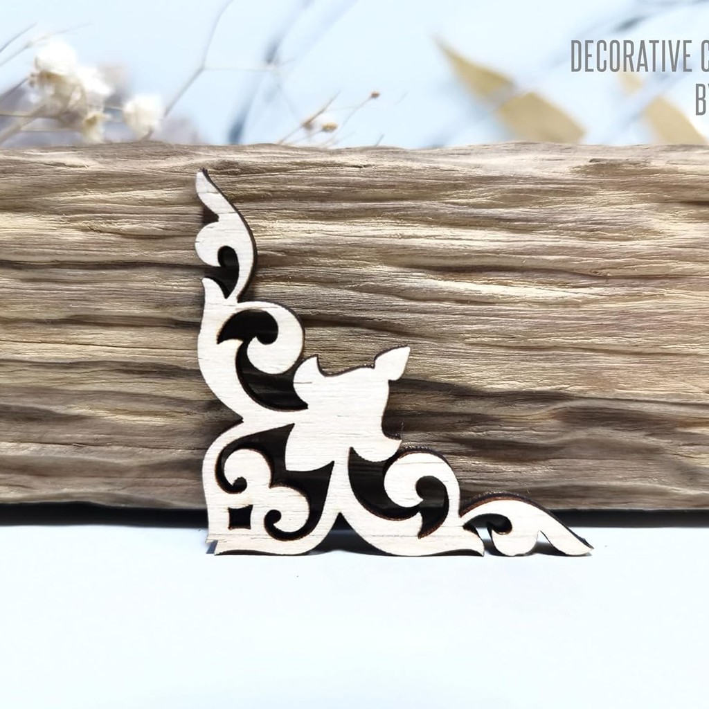 CORNER 9 Laser Cut Wood Ornaments – Set of 10 Decorative Elements