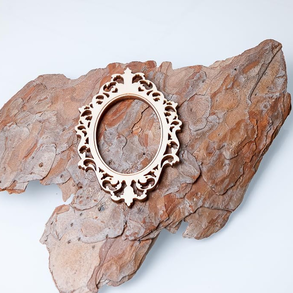 Elegant Wooden Oval Frame Set (9) with Classic Ornate Design