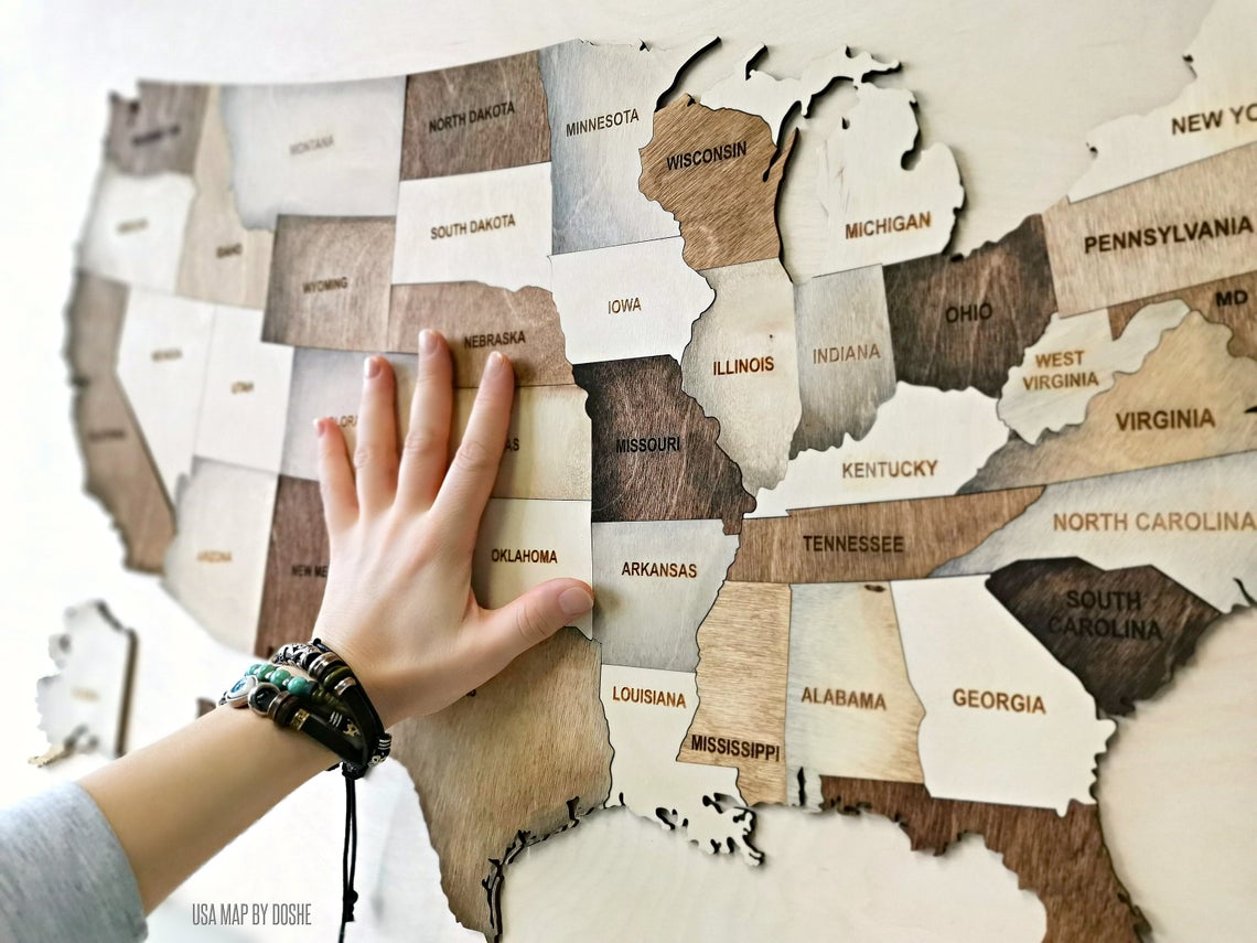 US MAP Puzzle - Push pin Travel map wall art