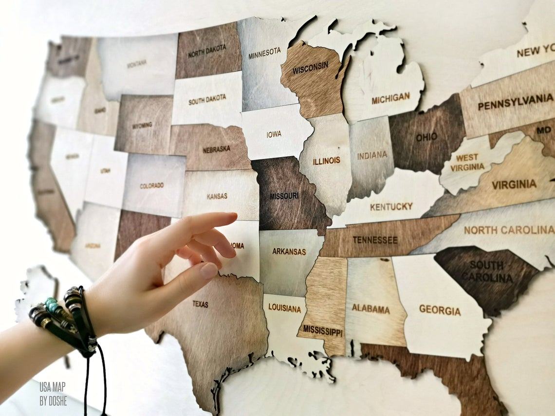 US MAP Puzzle - Push pin Travel map wall art — photo 2