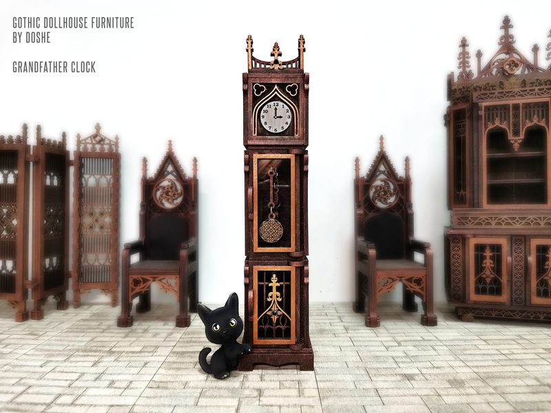 Gothic GRANDFATHER CLOCK - Exclusive Dollhouse furniture