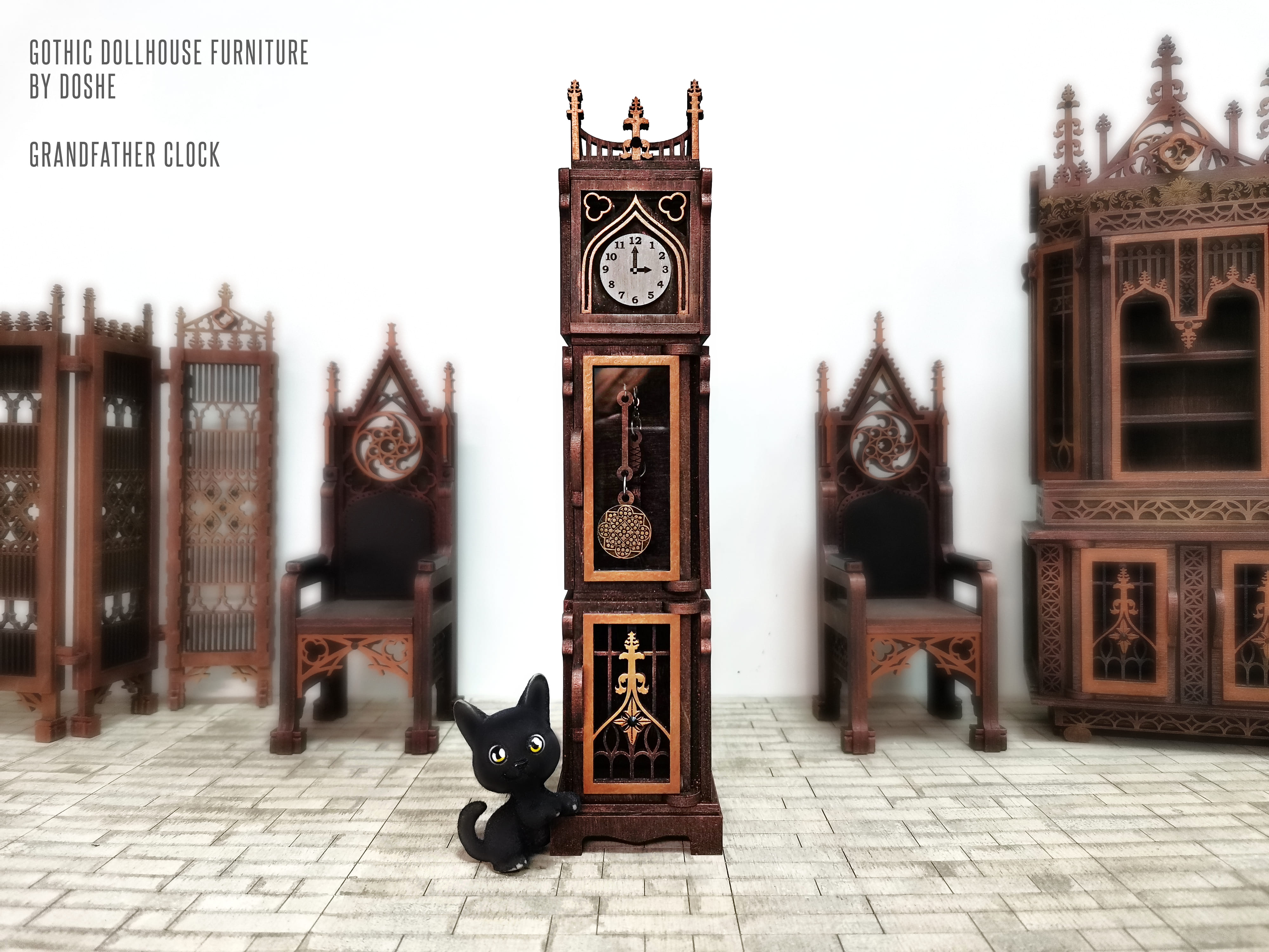 Gothic GRANDFATHER CLOCK - Exclusive Dollhouse furniture