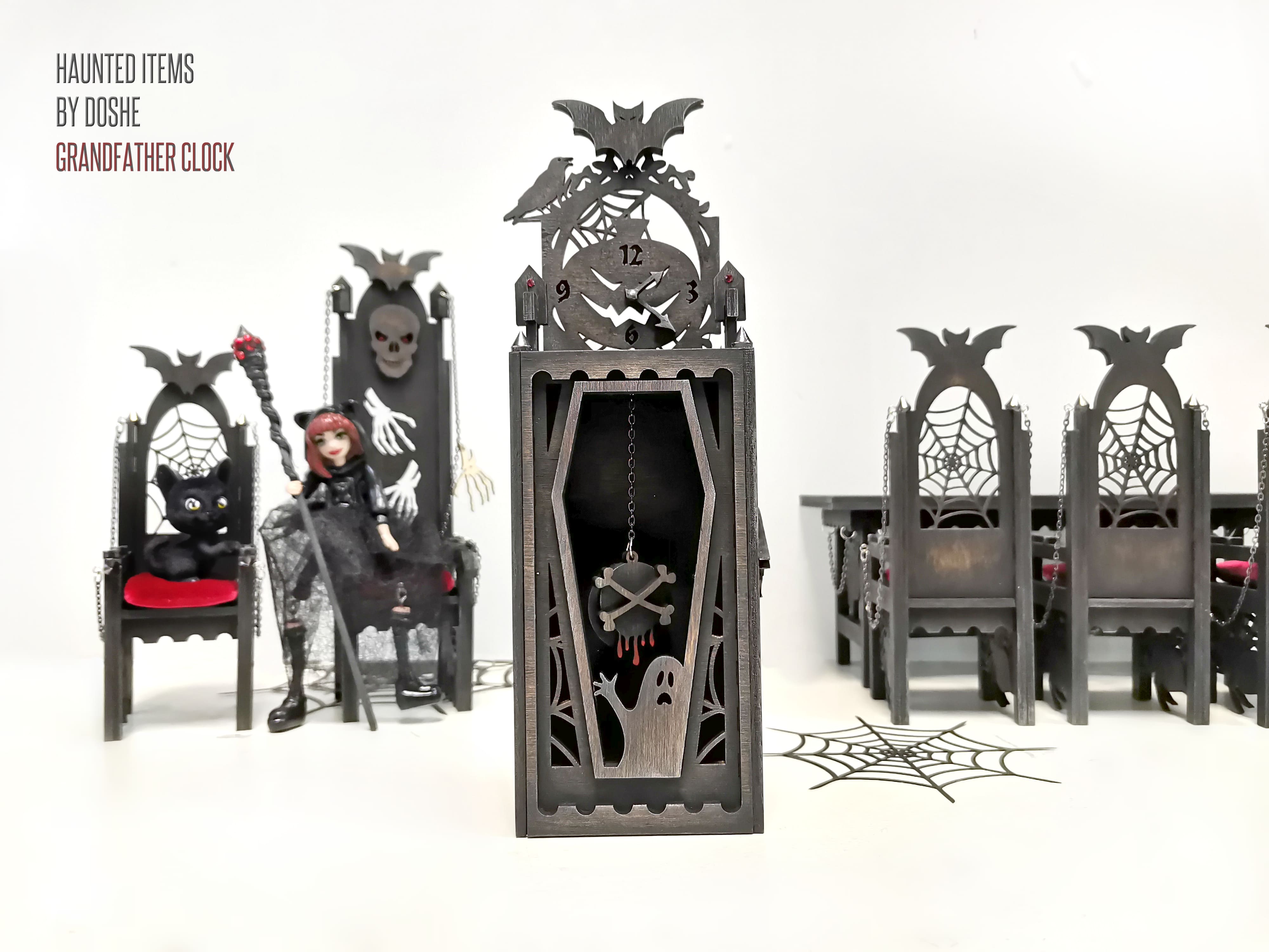 GRANDFATHER CLOCK - Exclusive Haunted Dollhouse furniture - Gothic decor