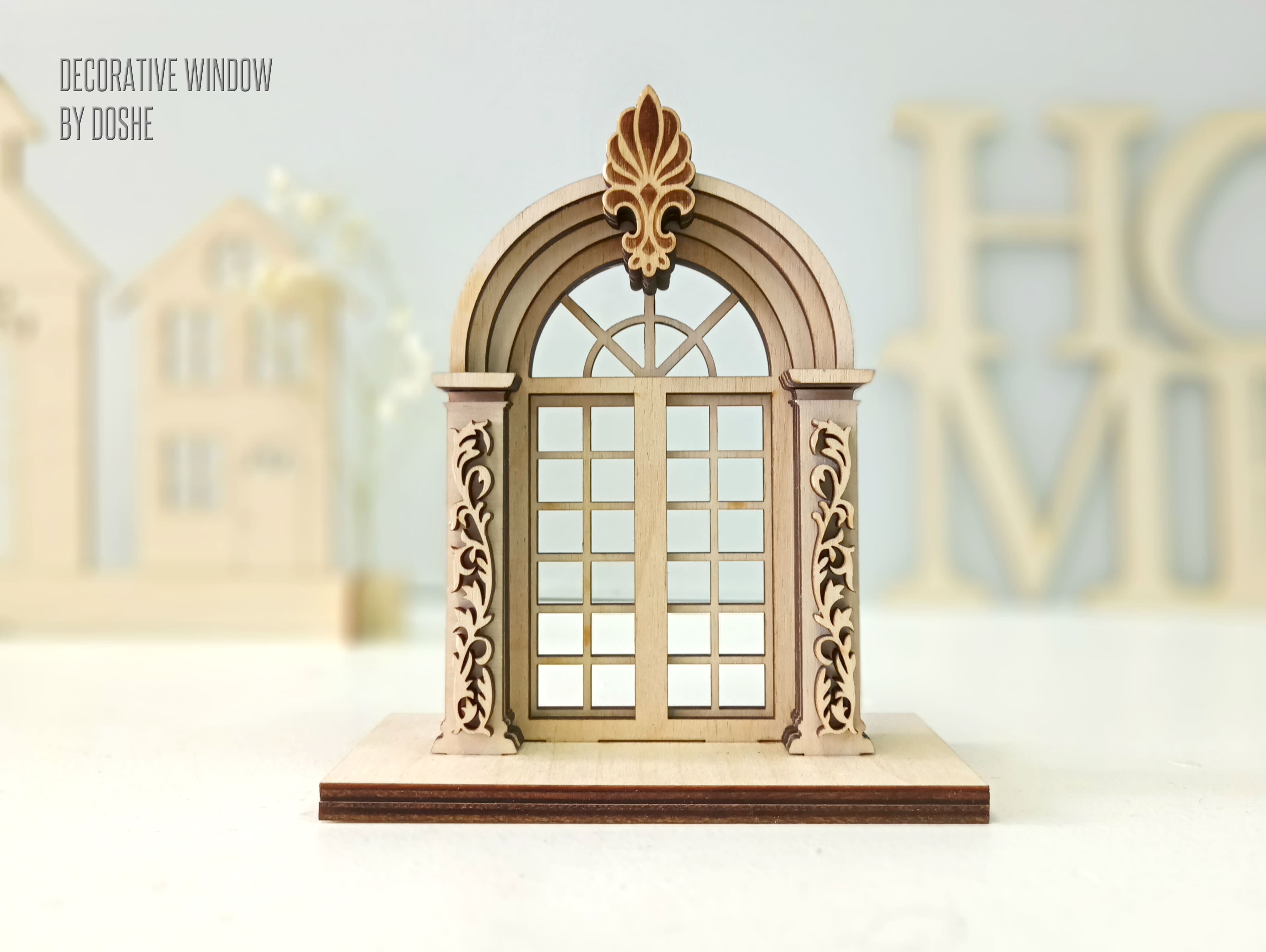 Dollhouse windows - Laser cut wood Dollhouse miniatures