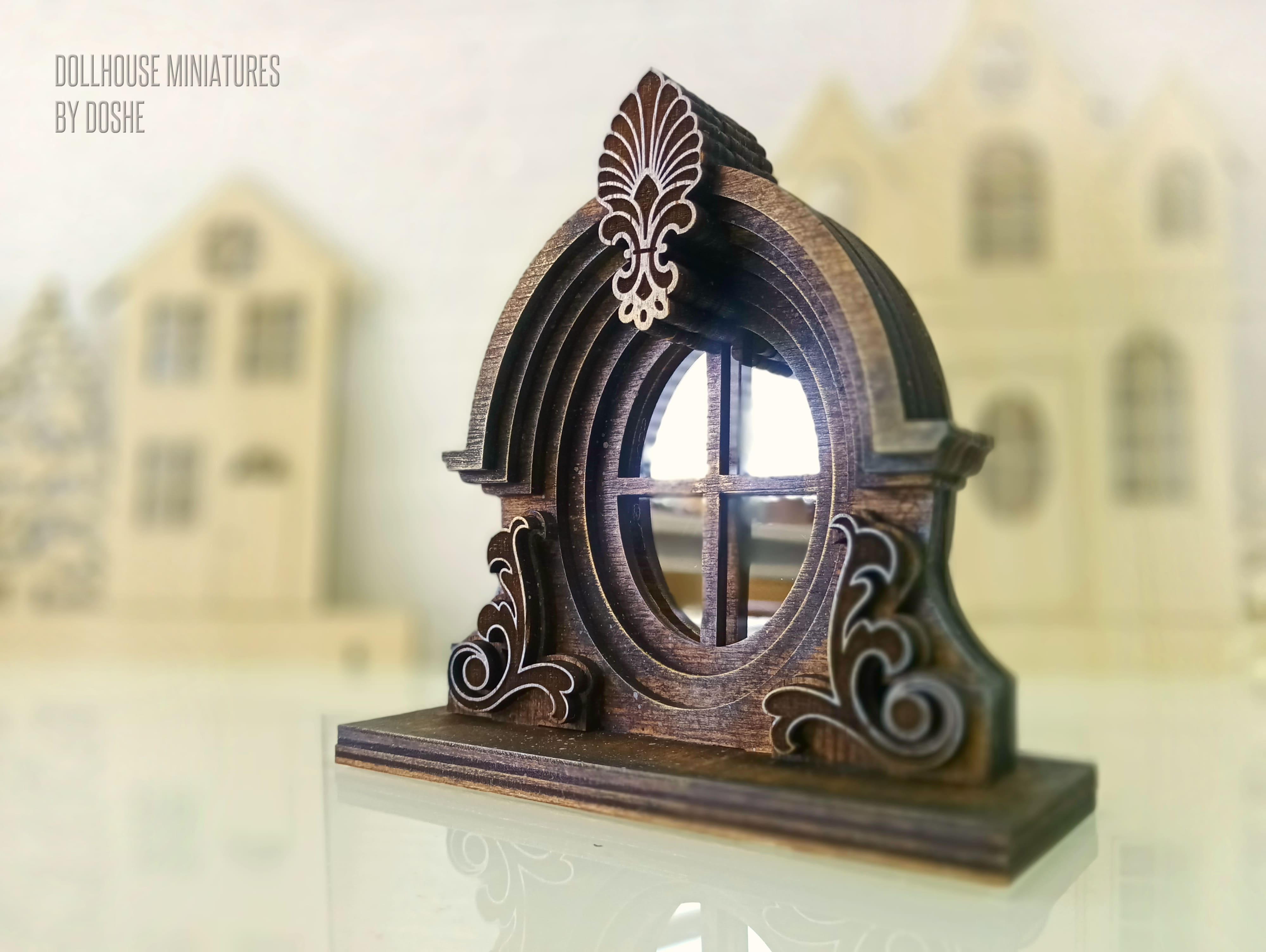 Victorian Dollhouse window - Laser cut wood Dollhouse miniatures