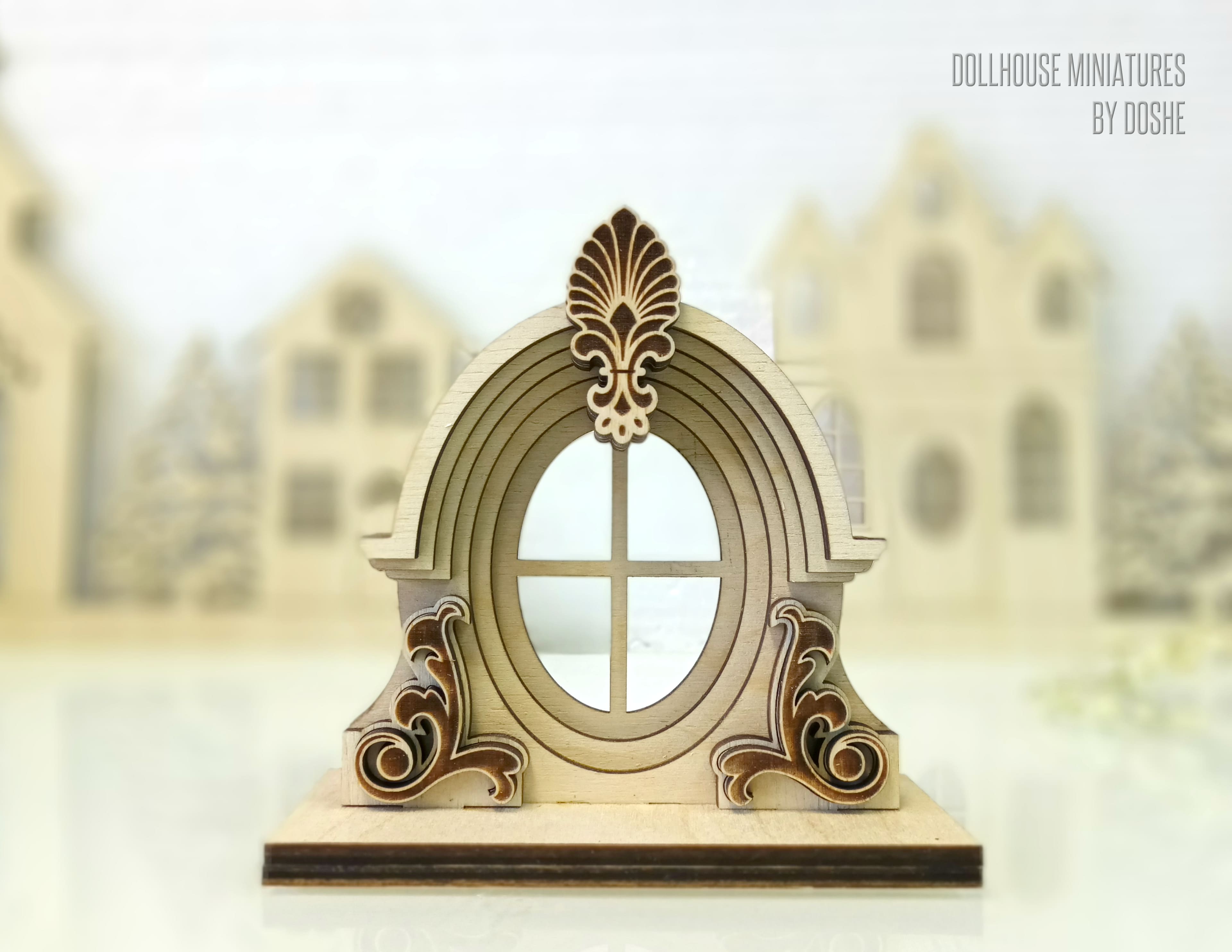 Victorian Dollhouse window - Laser cut wood Dollhouse miniatures