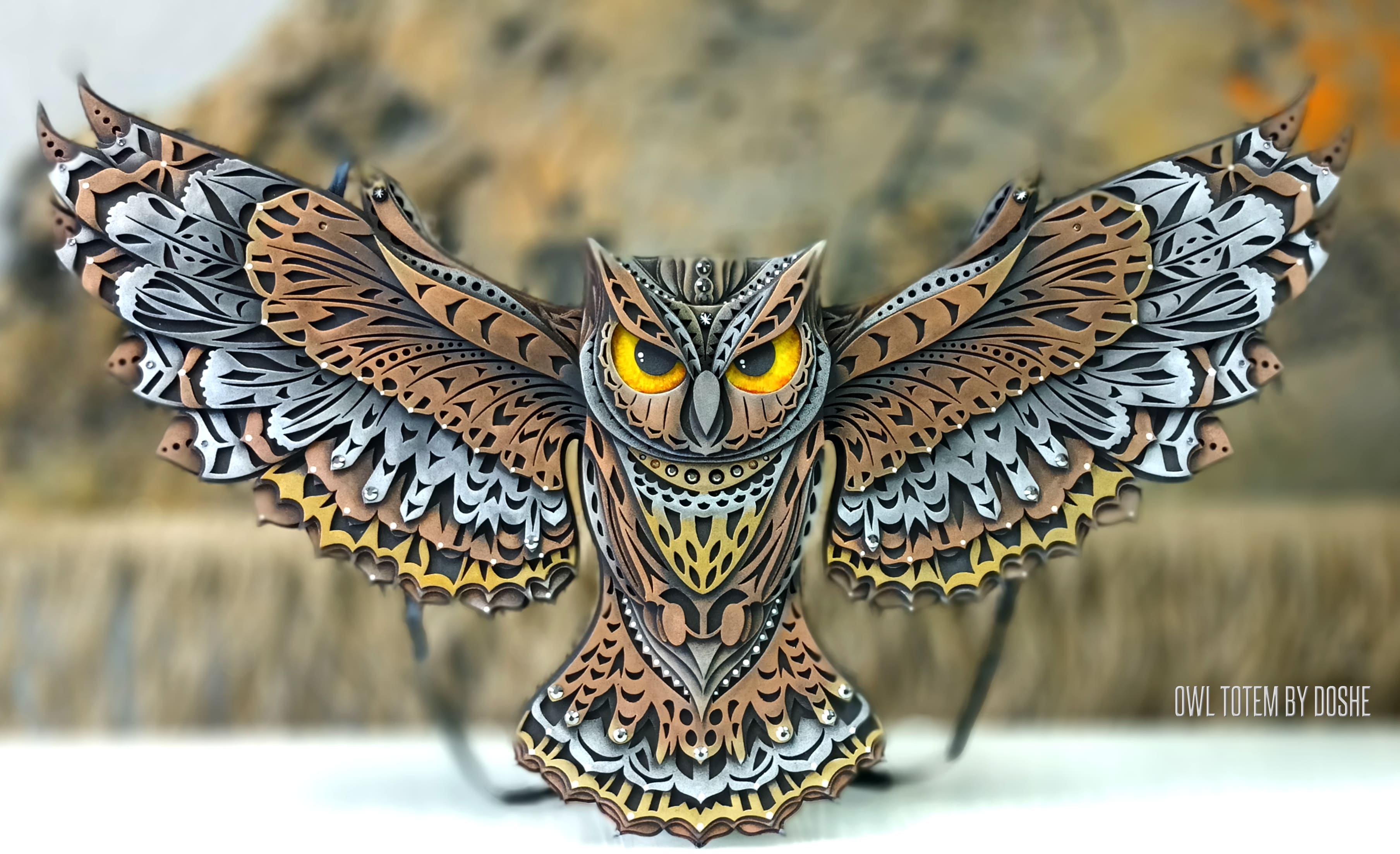 FLYING OWL Totem ornament - Spirit animals - Unique birthday Owl gifts