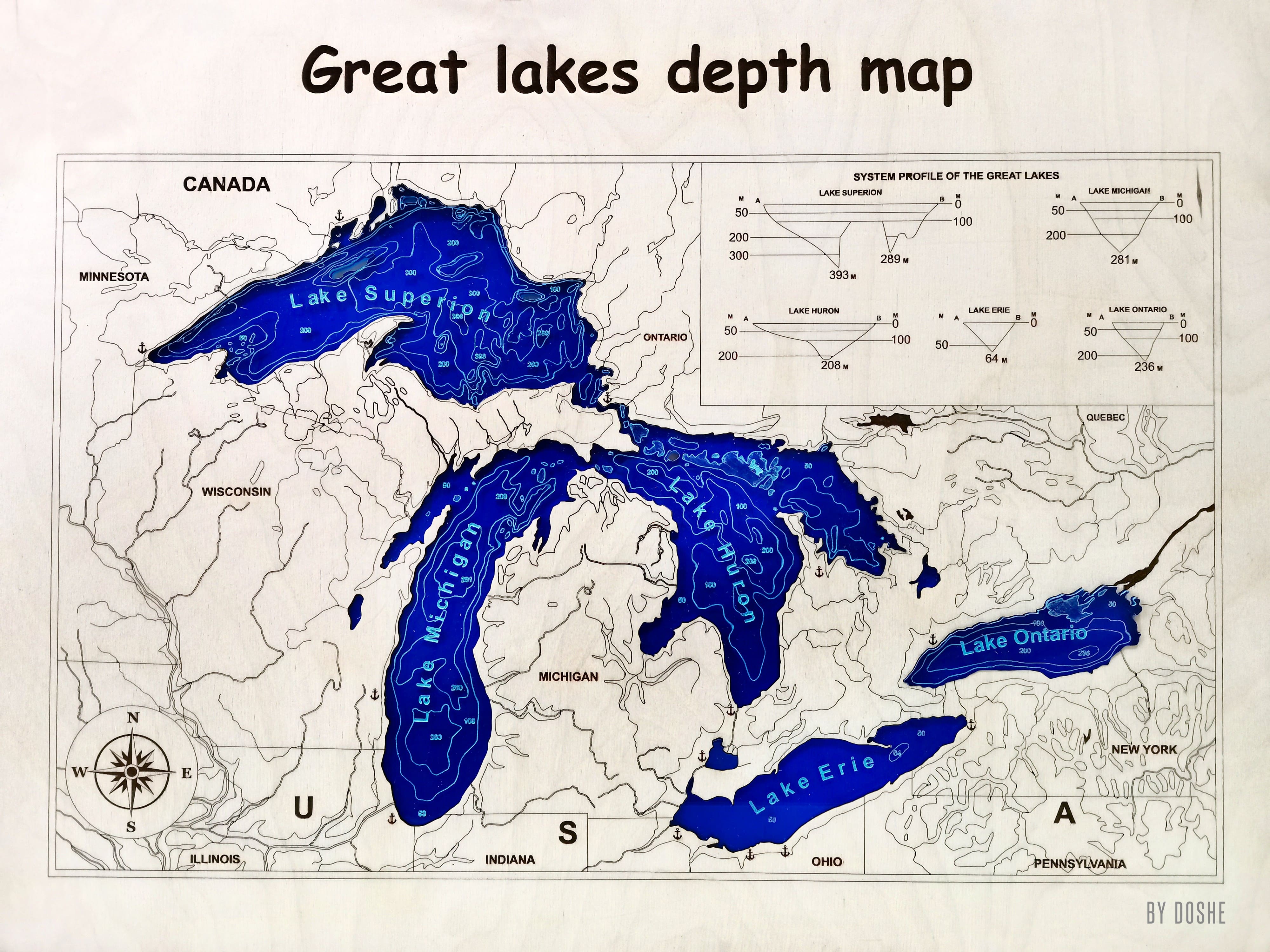 GREAT LAKES Map gift