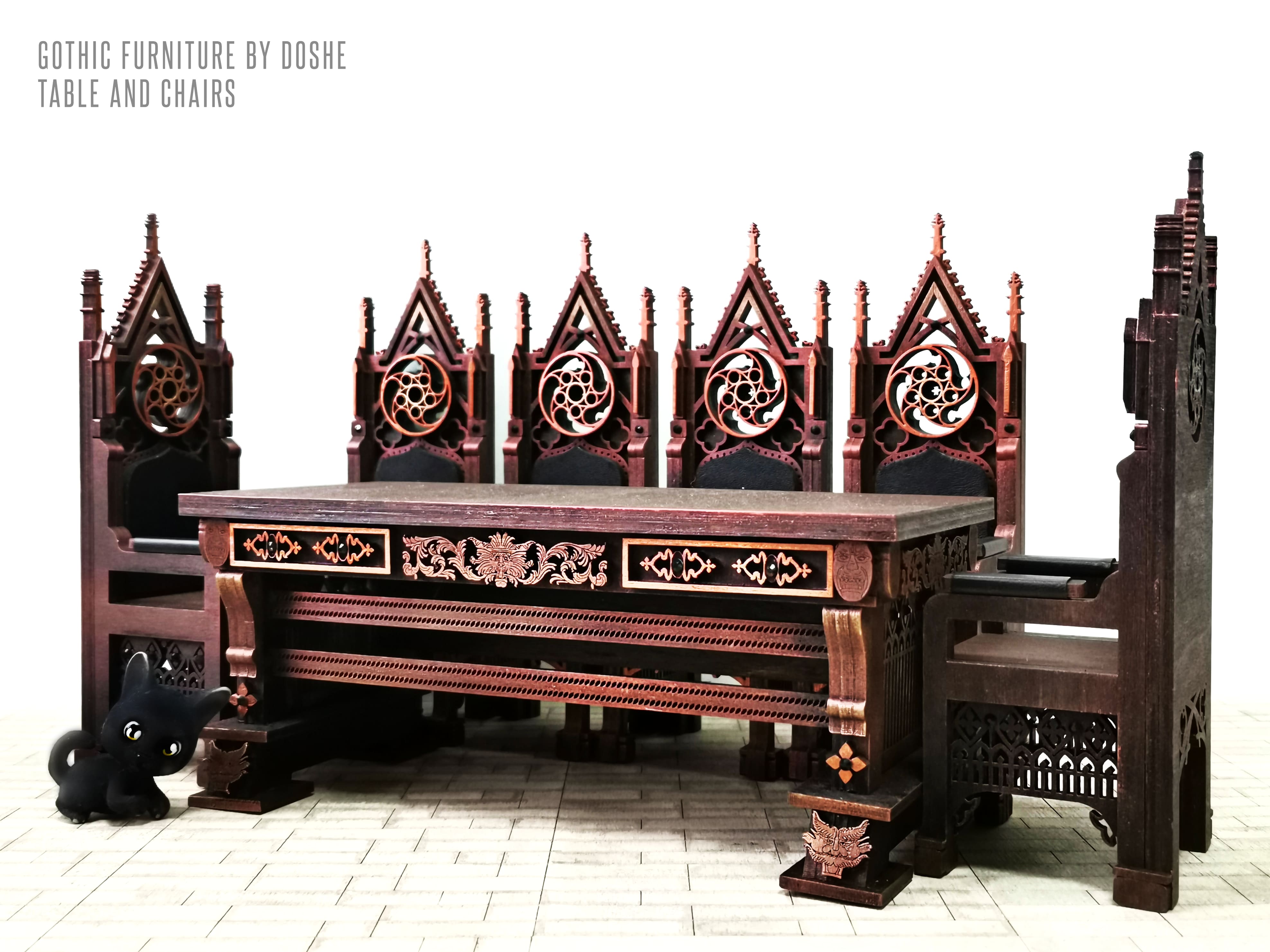 Gothic TABLE & CHAIRS - Exclusive Dollhouse furniture